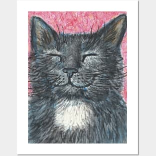 Happy black cat Posters and Art